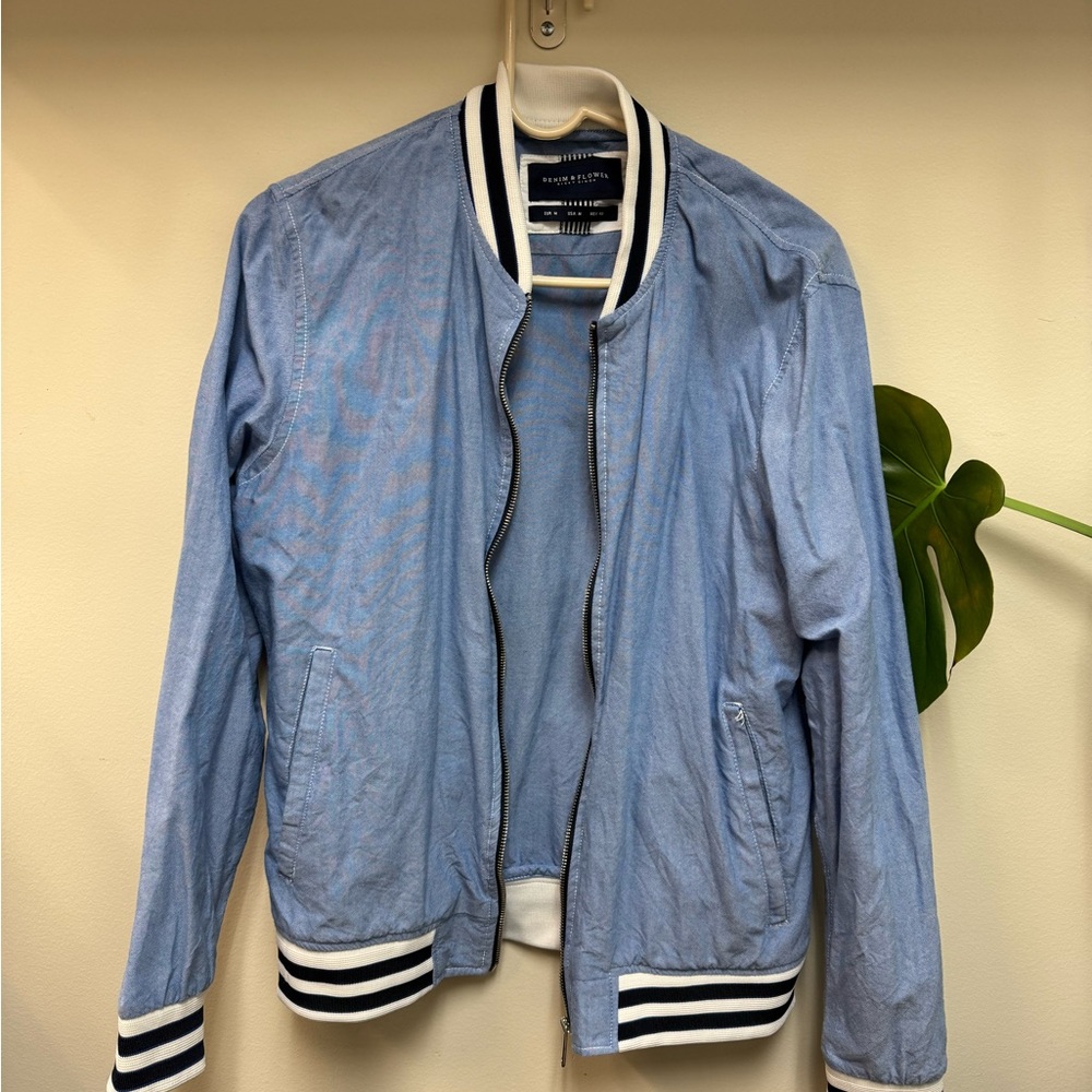 NWOT Denim and Flower Blue Bomber Jacket